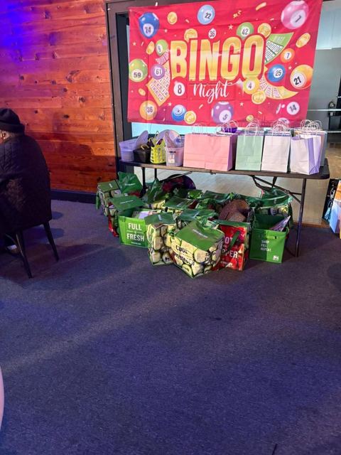 The prize table with gift bags