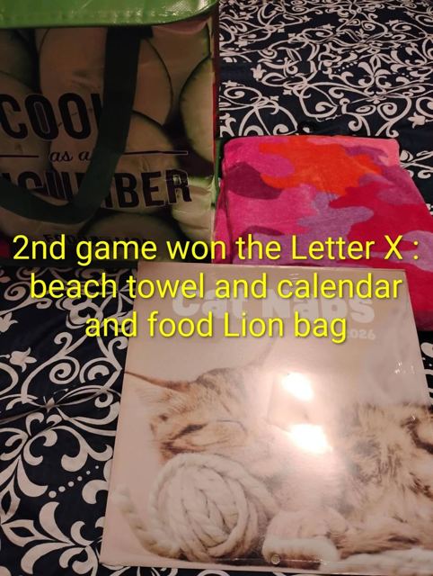 Second game prize: beach towel and calendar