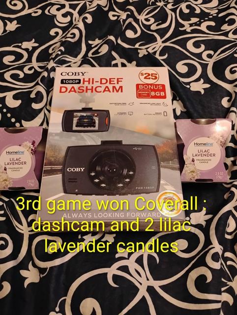 Third game prize: dash cam and candles