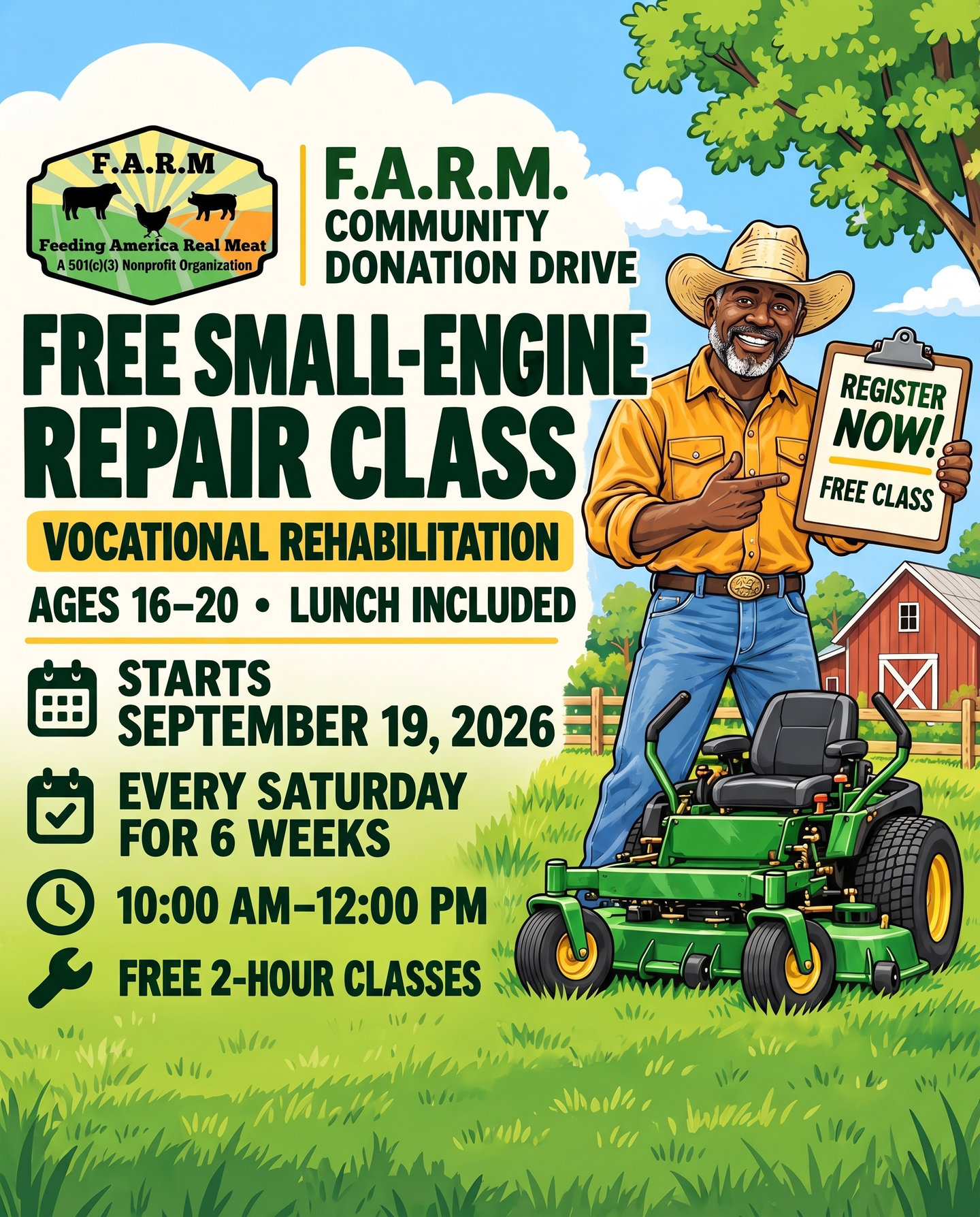 F.A.R.M. Free Small-Engine Repair Class flyer