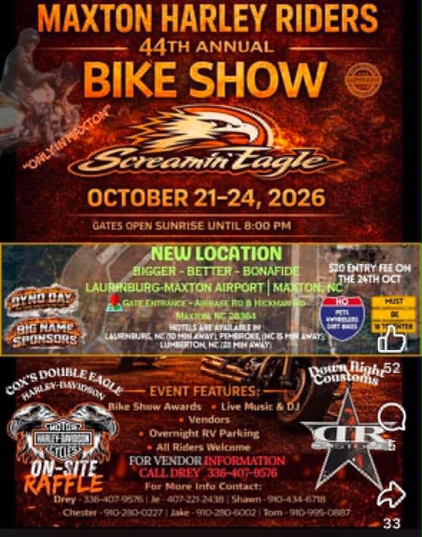 Maxton Harley Riders 44th Annual Bike Show flyer
