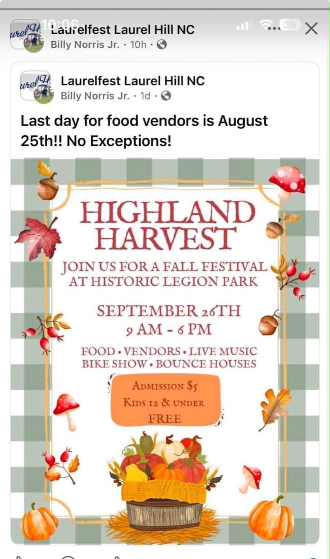Highland Harvest Fall Festival flyer