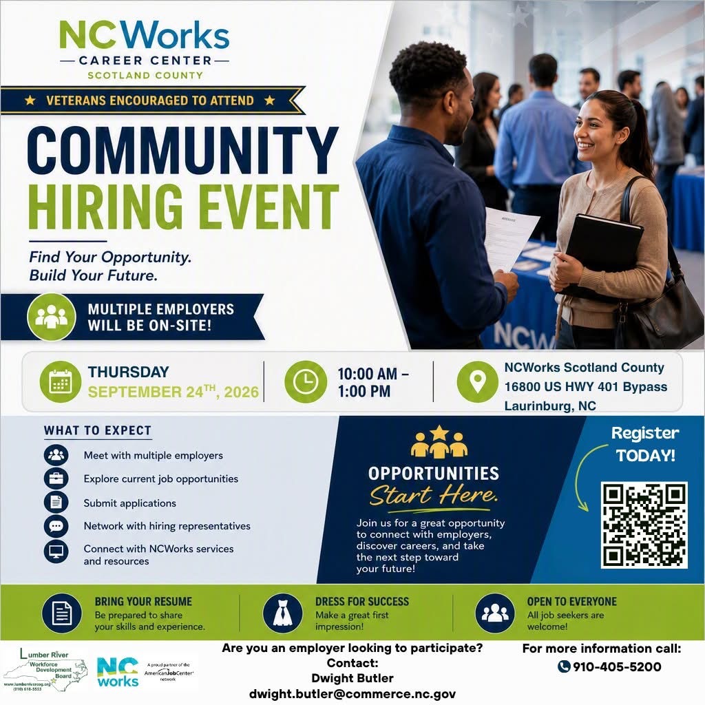 Community Hiring Event flyer