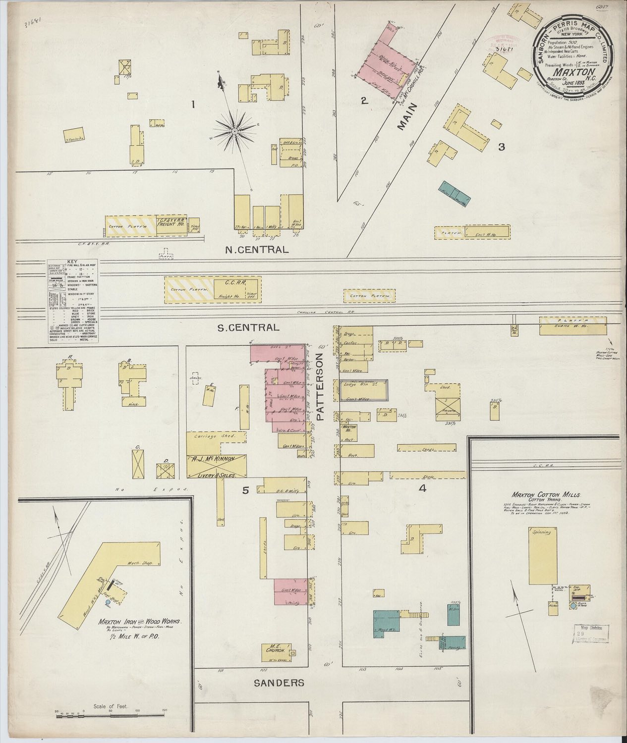 Sanborn fire insurance map of Maxton, North Carolina