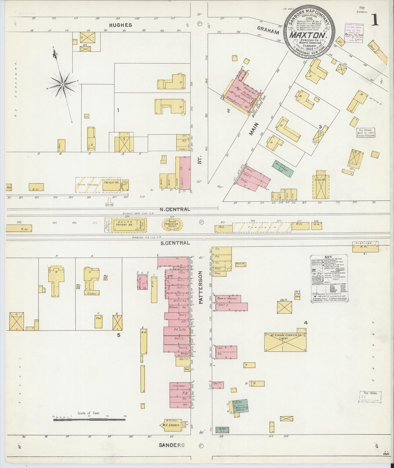 Sanborn fire insurance map of Maxton, North Carolina